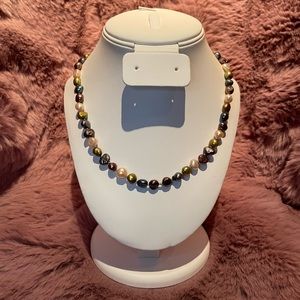 Iridescent Multicolored Pearl Strand Necklace